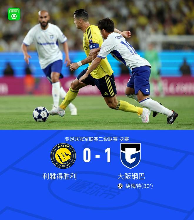大阪钢巴1-0力克利雅得胜利成功问鼎亚冠二级联赛冠军，胡梅特关键进球锁定胜局